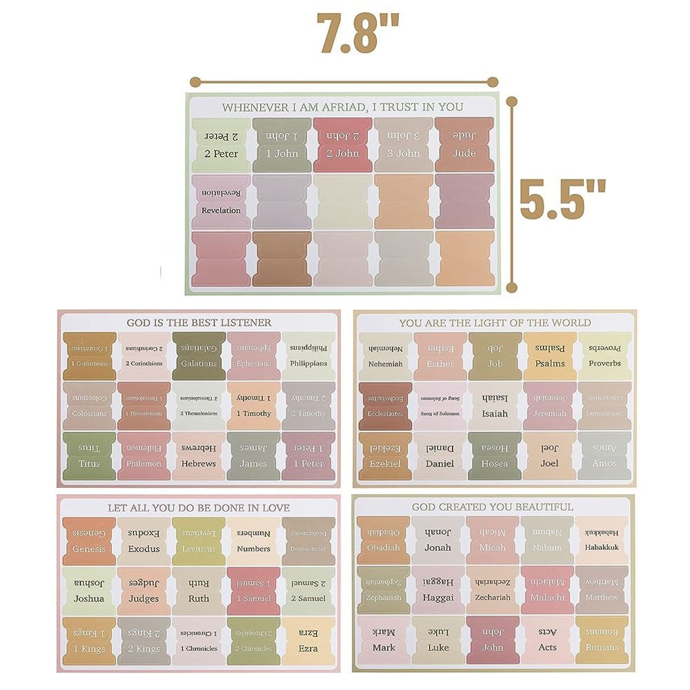 5 листов/набор Липкие заметки Библейские индексные вкладки Моранди Библейские наклейки-вкладки Ламинированные библейские вкладки Студент style 1